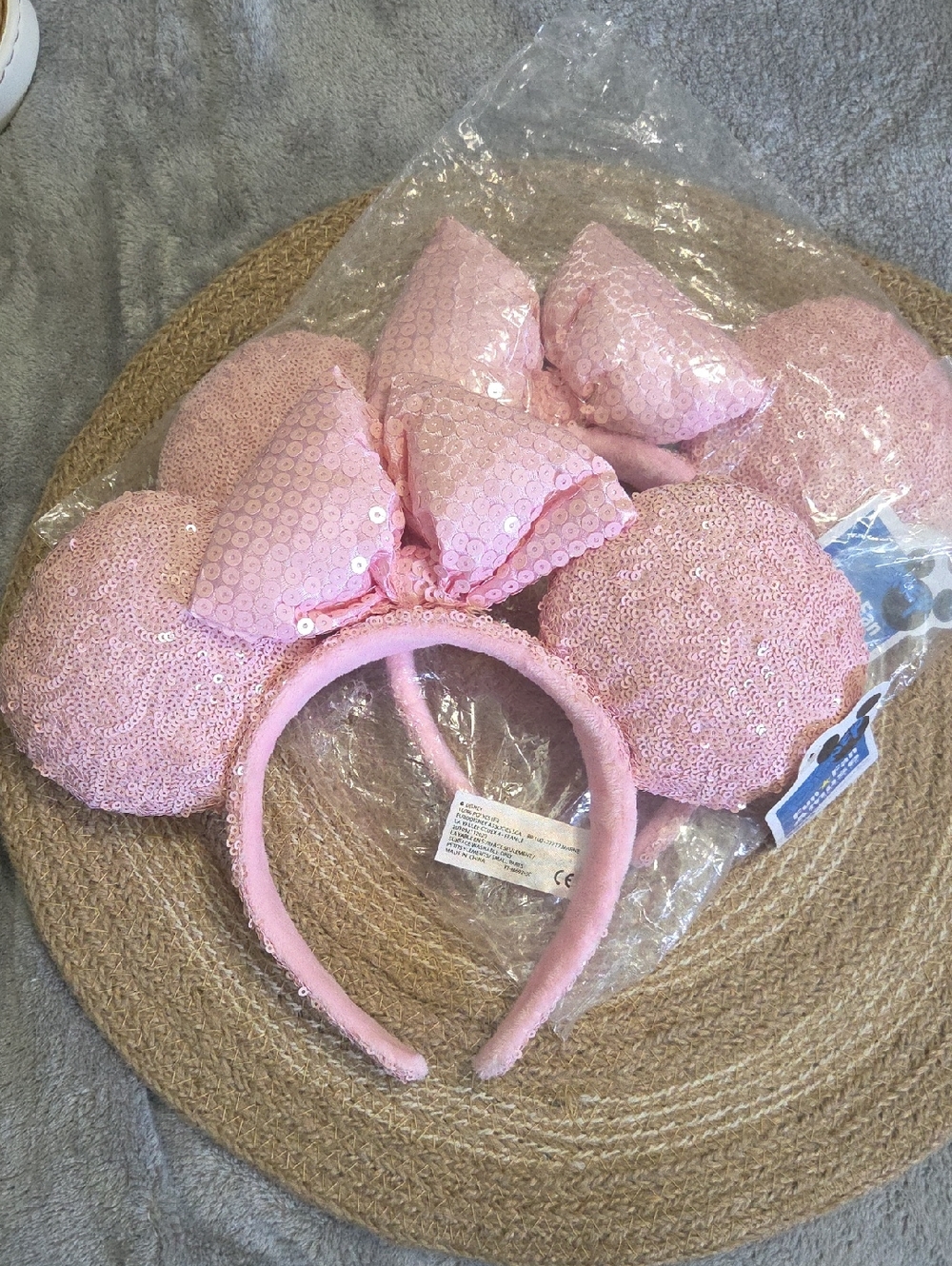 NWT Matching Disney Pink Sequin Minnie Mouse Ear Headband with Bow
